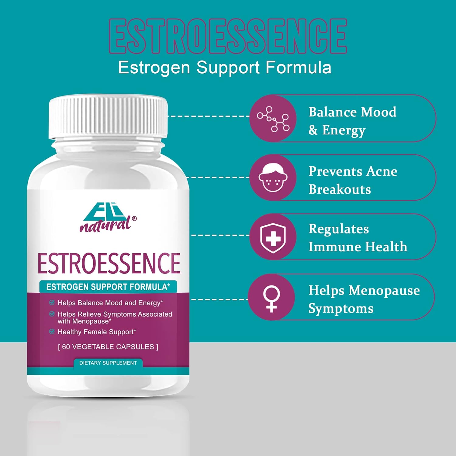 Estrogen Balance Capsules for Women - Menopause Support Supplement for Mood, Energy, and Hormone Levels - 60 Non-GMO Vegetarian Capsules