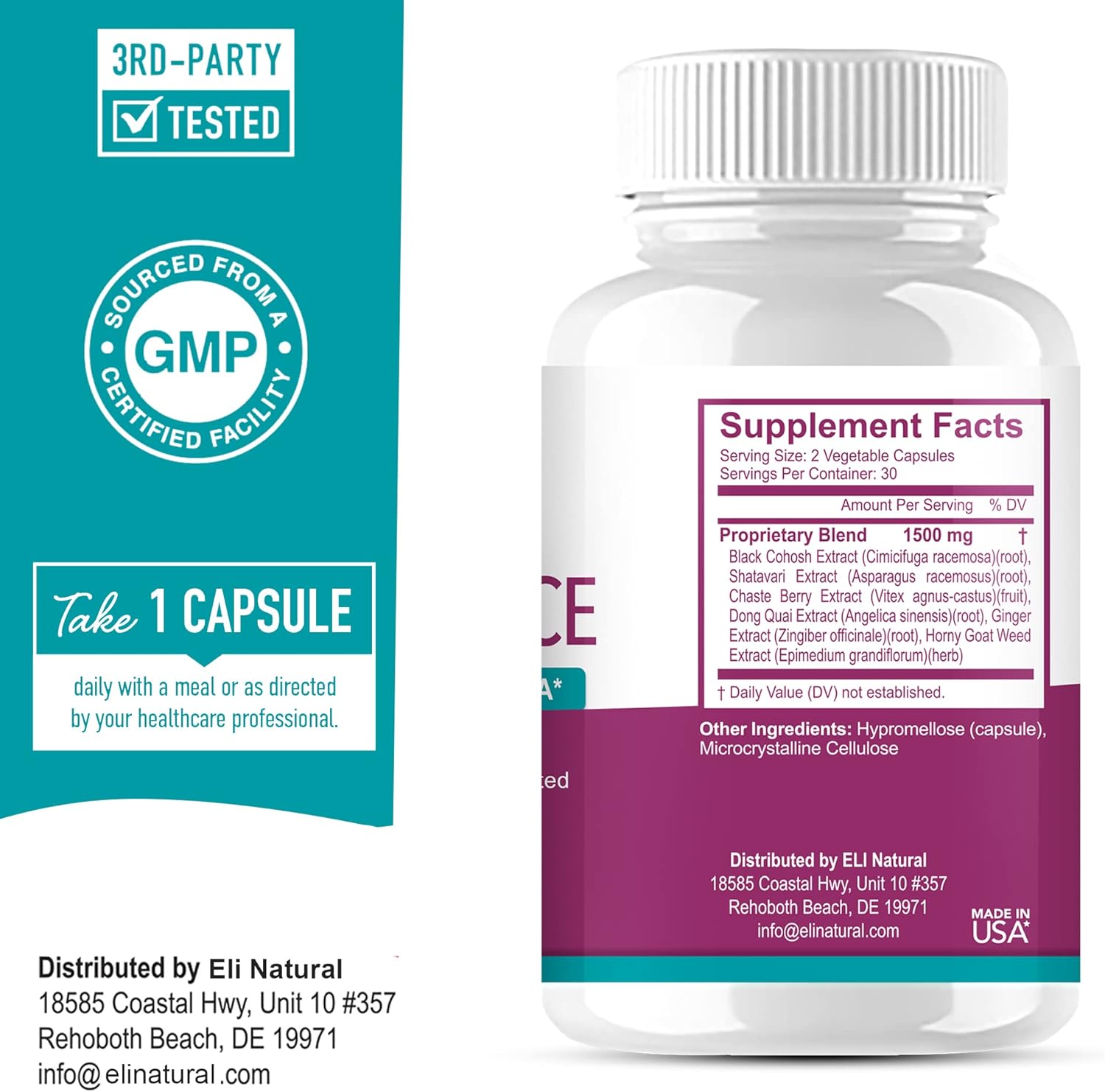 Estrogen Balance Capsules for Women - Menopause Support Supplement for Mood, Energy, and Hormone Levels - 60 Non-GMO Vegetarian Capsules