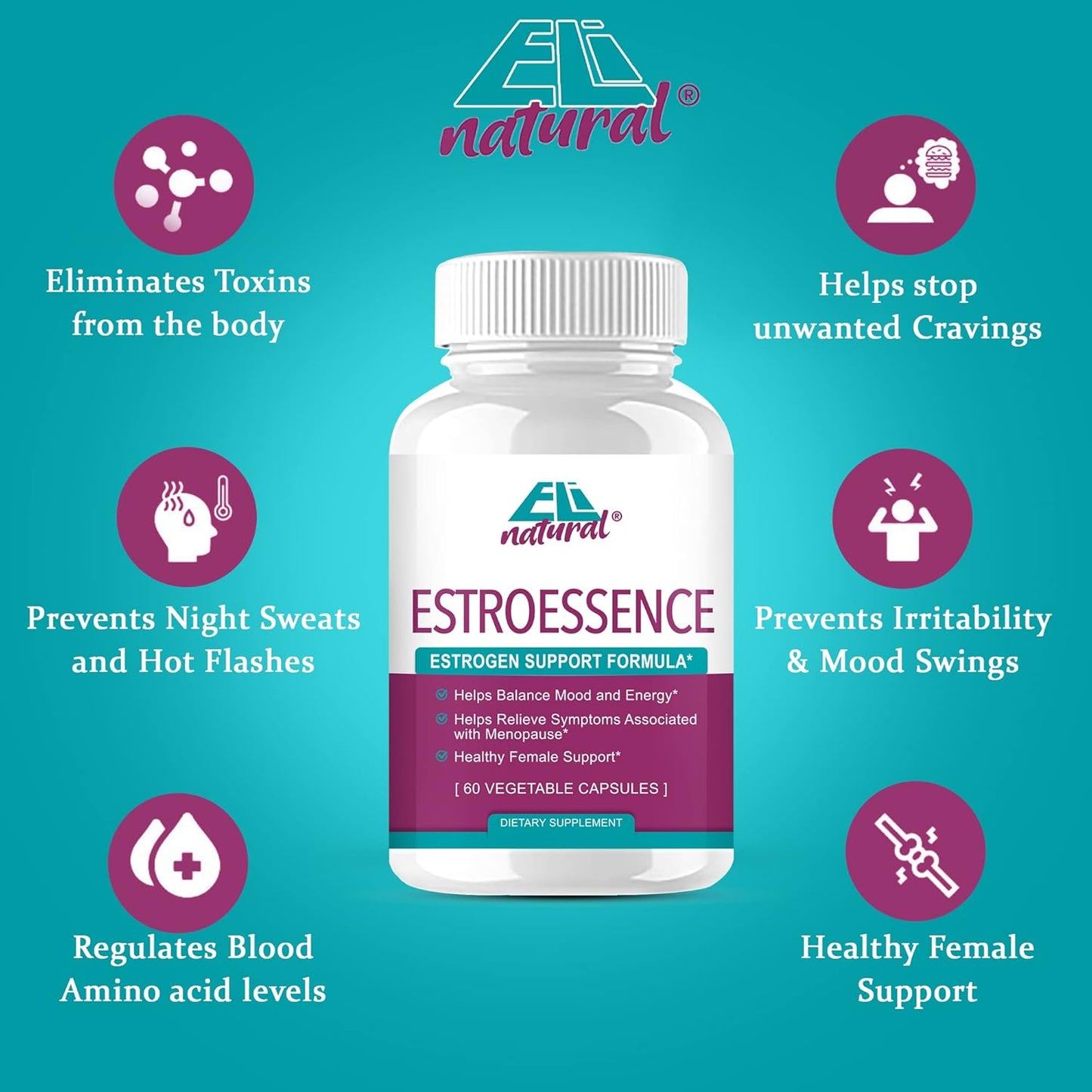 Estrogen Balance Capsules for Women - Menopause Support Supplement for Mood, Energy, and Hormone Levels - 60 Non-GMO Vegetarian Capsules