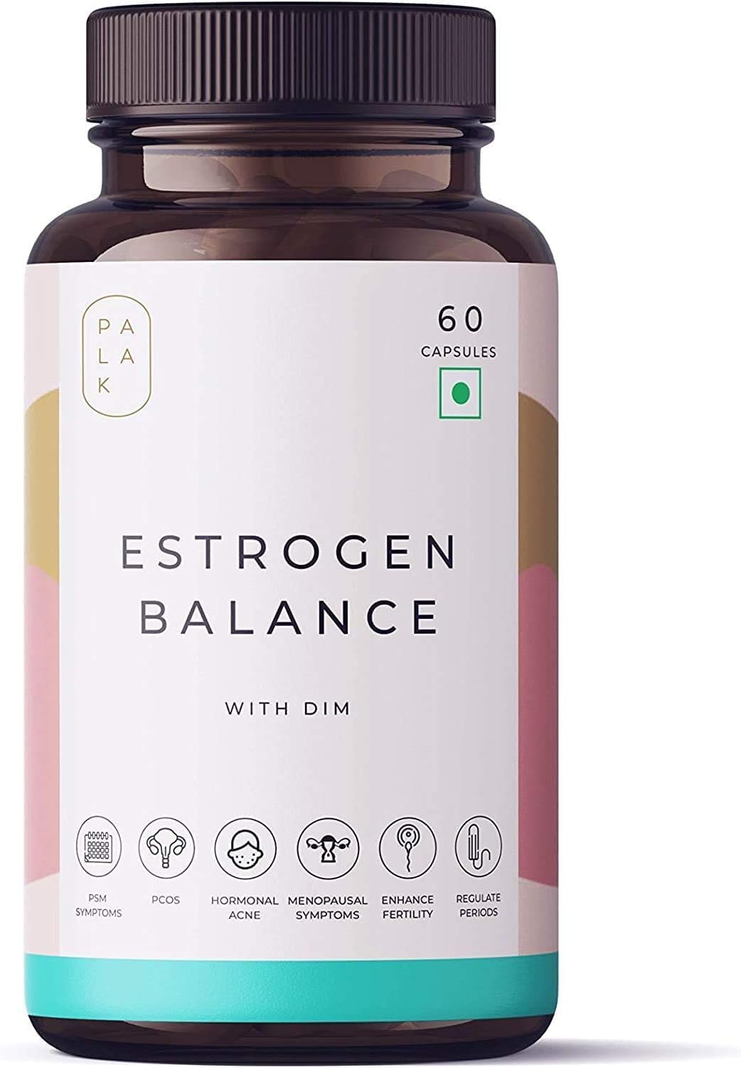 Estrogen Balance Capsules with DIM for Fibroids, PMS, PCOS - Black Cohosh Root Powder - 60 Gluten Free & Non GMO Pills
