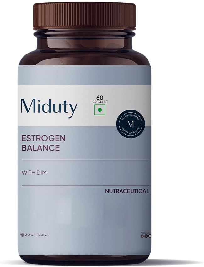Estrogen Balance Capsules with DIM for Fibroids, PMS, PCOS - Black Cohosh Root Powder - Gluten-Free & Non-GMO (60 Capsules)