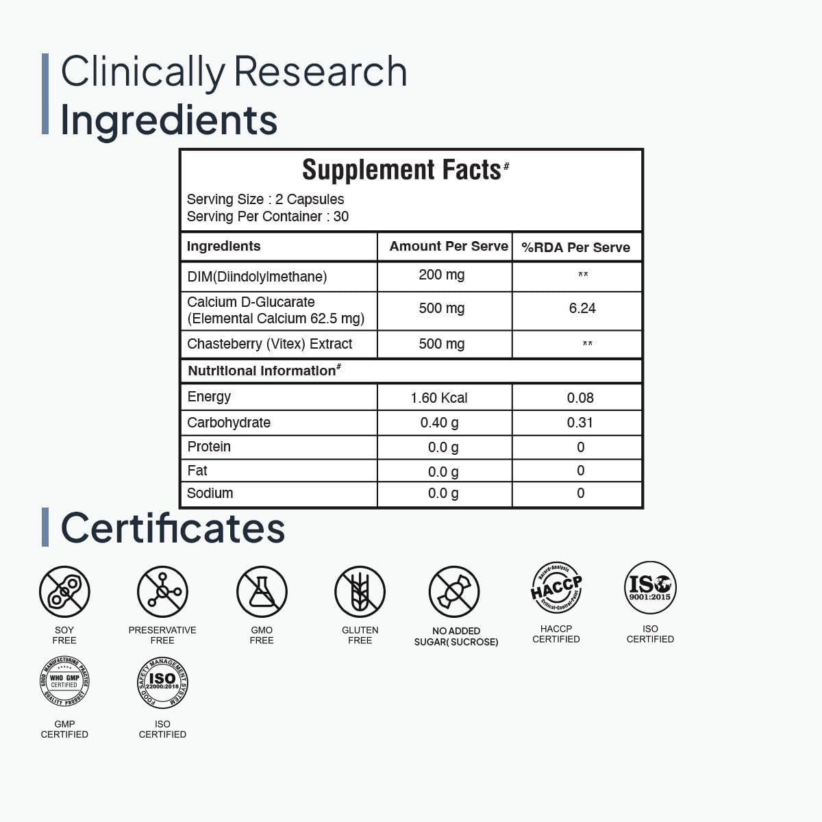 Estrogen Balance Capsules with DIM for Fibroids, PMS, PCOS - Black Cohosh Root Powder - 60 Gluten Free & Non GMO Pills