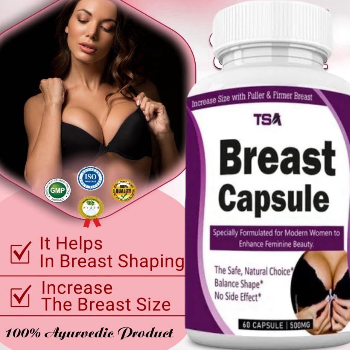 Estrogen-Boosting Breast Enhancement Pills - Enhances Natural Curves - 60 Count Bottle