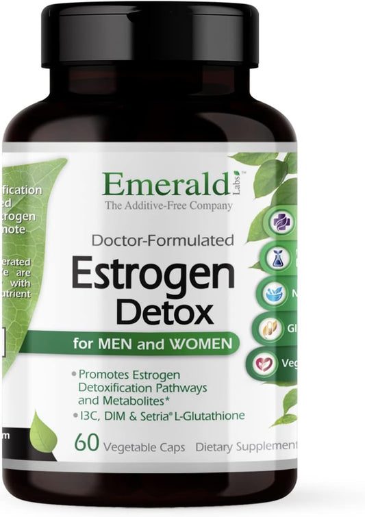 Estrogen Detox Supplement for Hormone Balance - I3C, DIM, Setria L-Glutathione - Vegan & Gluten-Free - 60 Capsules