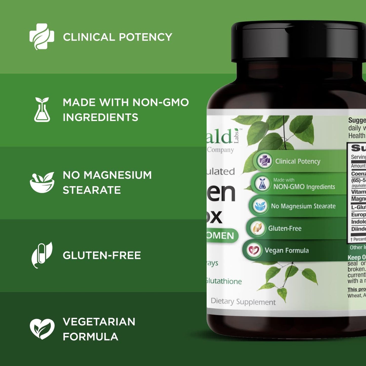 Estrogen Detox Supplement for Hormone Balance - I3C, DIM, Setria L-Glutathione - Vegan & Gluten-Free - 60 Capsules