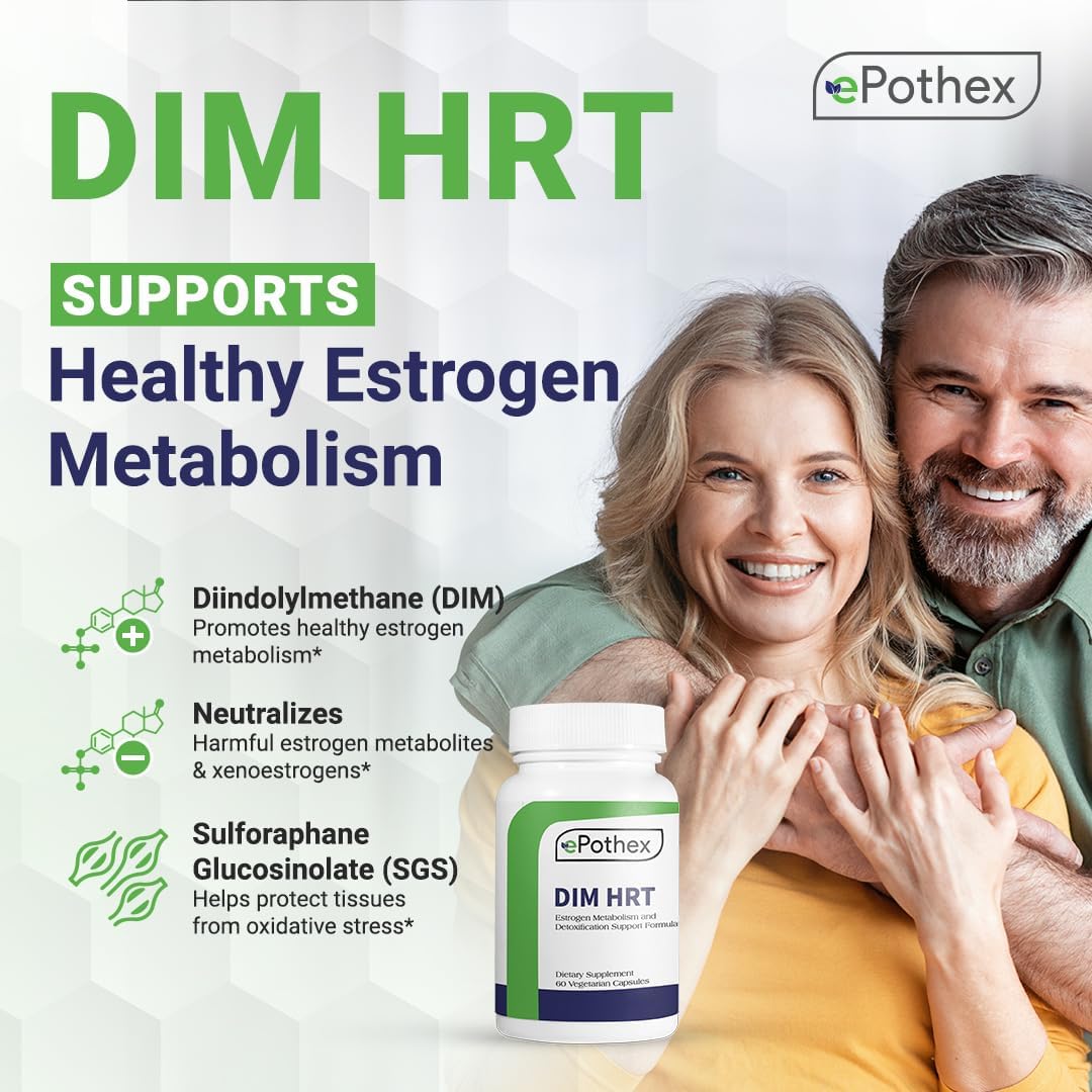 Estrogen Metabolism Support Formula with DIM + SGS TrueBroc - Hormone Balance & Menopause Relief - Gluten-Free & Non-GMO - 60 Capsules