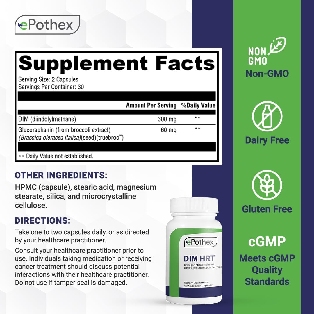 Estrogen Metabolism Support Formula with DIM + SGS TrueBroc - Hormone Balance & Menopause Relief - Gluten-Free & Non-GMO - 60 Capsules