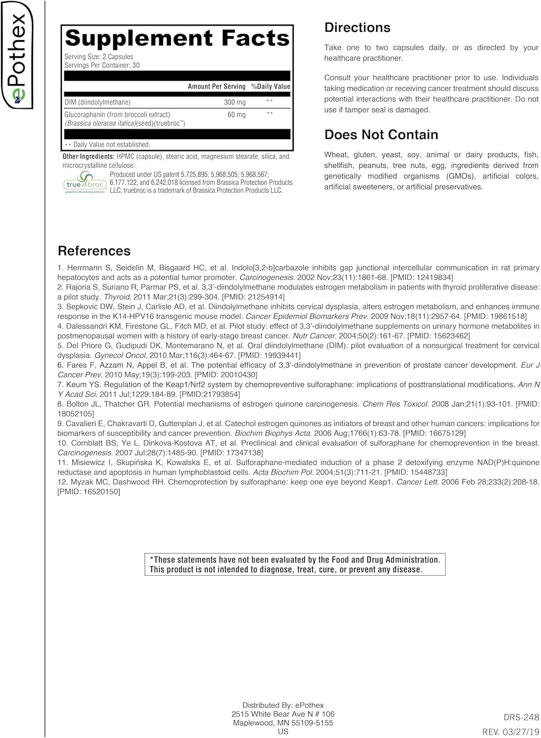Estrogen Metabolism Support Formula with DIM + SGS TrueBroc - Hormone Balance & Menopause Relief - Gluten-Free & Non-GMO - 60 Capsules