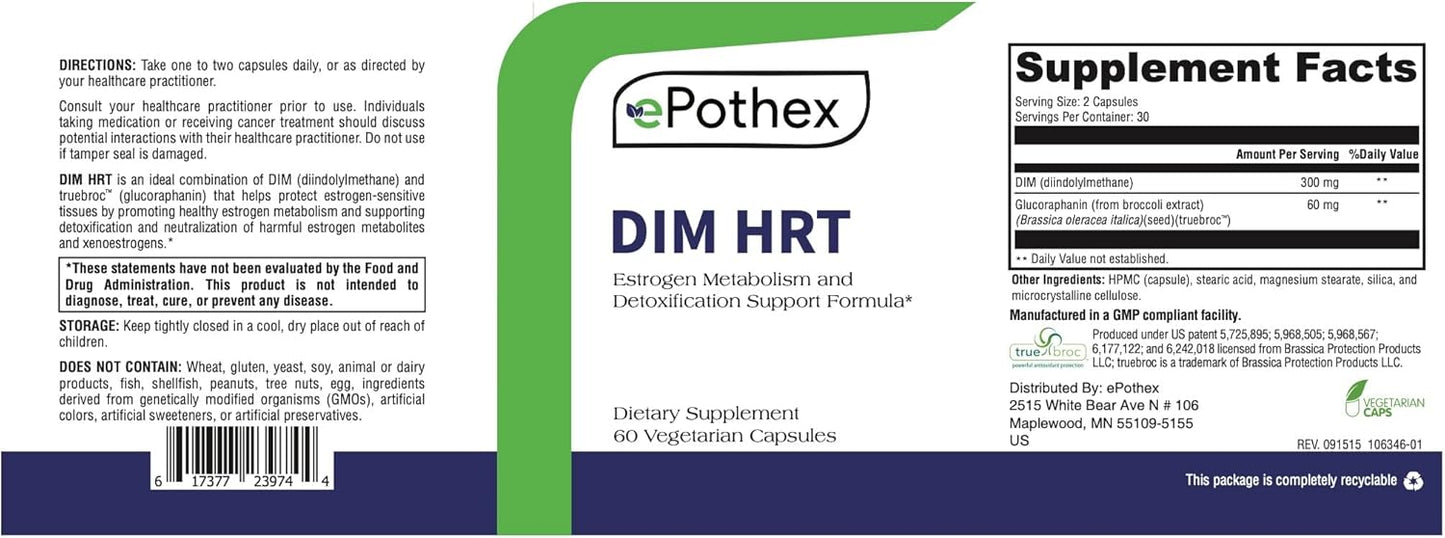 Estrogen Metabolism Support Formula with DIM + SGS TrueBroc - Hormone Balance & Menopause Relief - Gluten-Free & Non-GMO - 60 Capsules