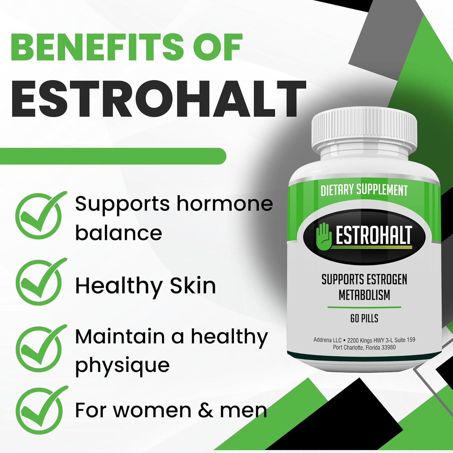 Estrohalt 2 Pack 120 Pills - Best Estrogen Blocker Supplement with DIM and I3C for Women & Men | Natural Aromatase Inhibitor for PCOS, Menopause, PMS