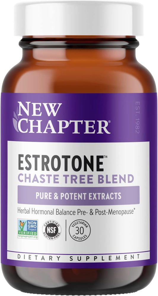 Estrotone Herbal Hormone-Balance Supplement for Peri-Menopause - Reduces Hot Flashes & Night Sweats - 30 ct Veg Caps