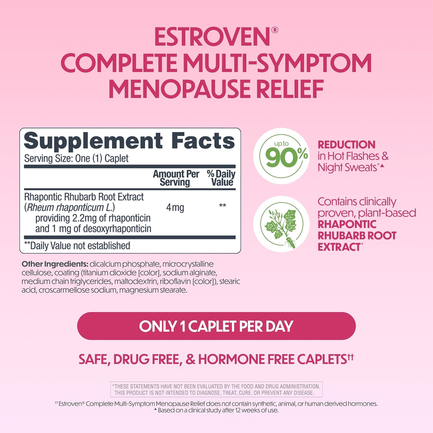 Estroven Complete Menopause Supplement - 28 Ct. Clinically Proven Relief for Menopause Symptoms, Night Sweats & Hot Flashes, Non-GMO & Drug-Free