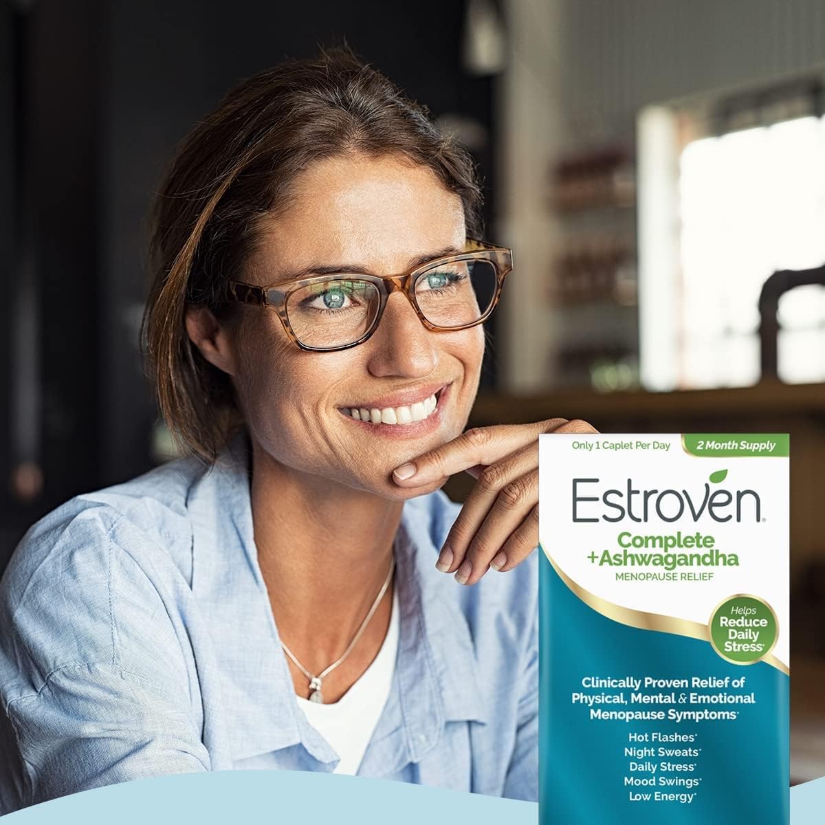 Estroven Complete Menopause Supplement with Ashwagandha - 60 Ct - Relieves Menopause Symptoms, Night Sweats, Hot Flashes - Clinically Proven Ingredients - Drug-Free & Non-GMO