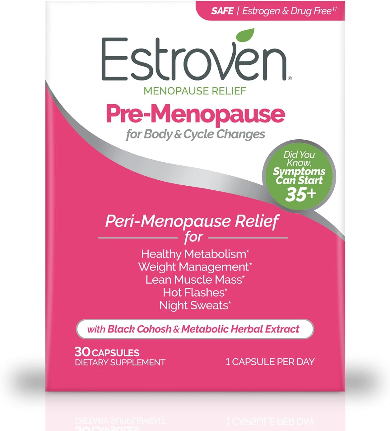 Estroven Pre-Menopause Relief - 30 Ct, Clinically Proven Ingredients for Menopause, Night Sweats, and Hot Flash Relief