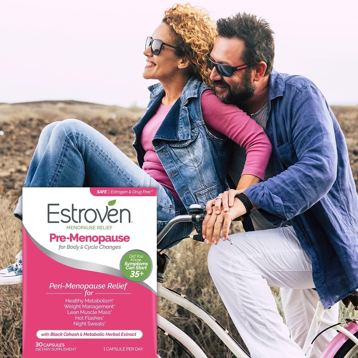 Estroven Pre-Menopause Relief - 30 Ct, Clinically Proven Ingredients for Menopause, Night Sweats, and Hot Flash Relief