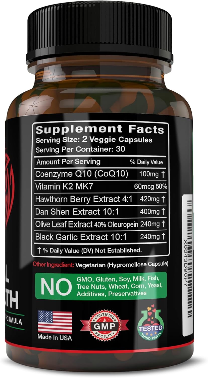 Eternal Health Blood Pressure Support Supplement with CoQ10 & K2 - Heart Health Formula - 60 Capsules