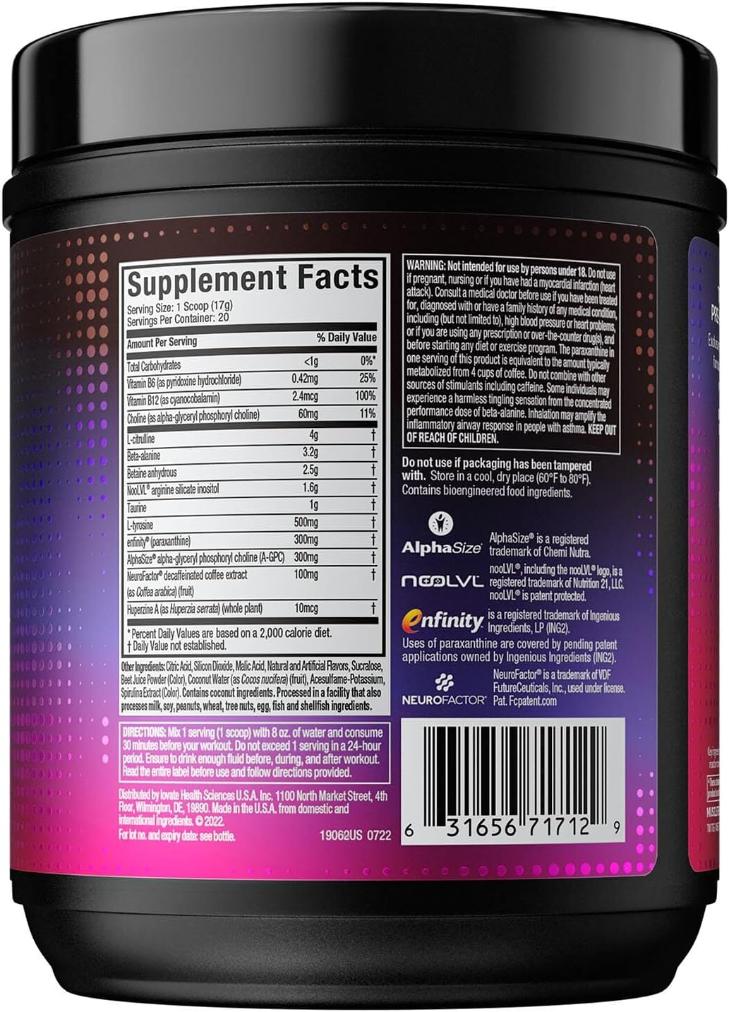 EuphoriQ PreWorkout Powder by MuscleTech - Smart Caffeine Metabolite Fuel for Men & Women - ICY Snow Cone Flavor - 20 Servings