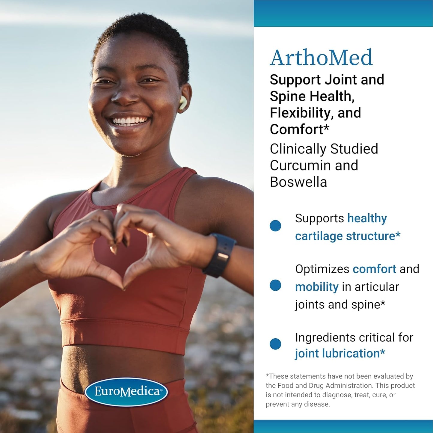 Euromedica ArthoMed - 60 Capsules - Joint & Spine Health Support with Boswellia, Curcumin, and Devil's Claw - Cartilage Formation and Flexibility - 30 Servings