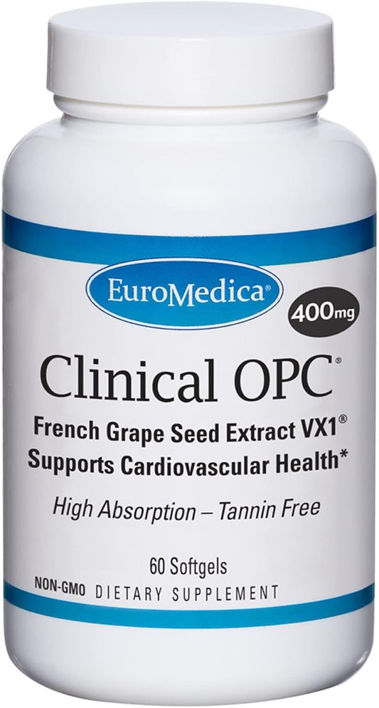 Euromedica Clinical OPC - 60 Softgels - Tannin-Free Grape Seed Extract - High Absorption - 60 Servings