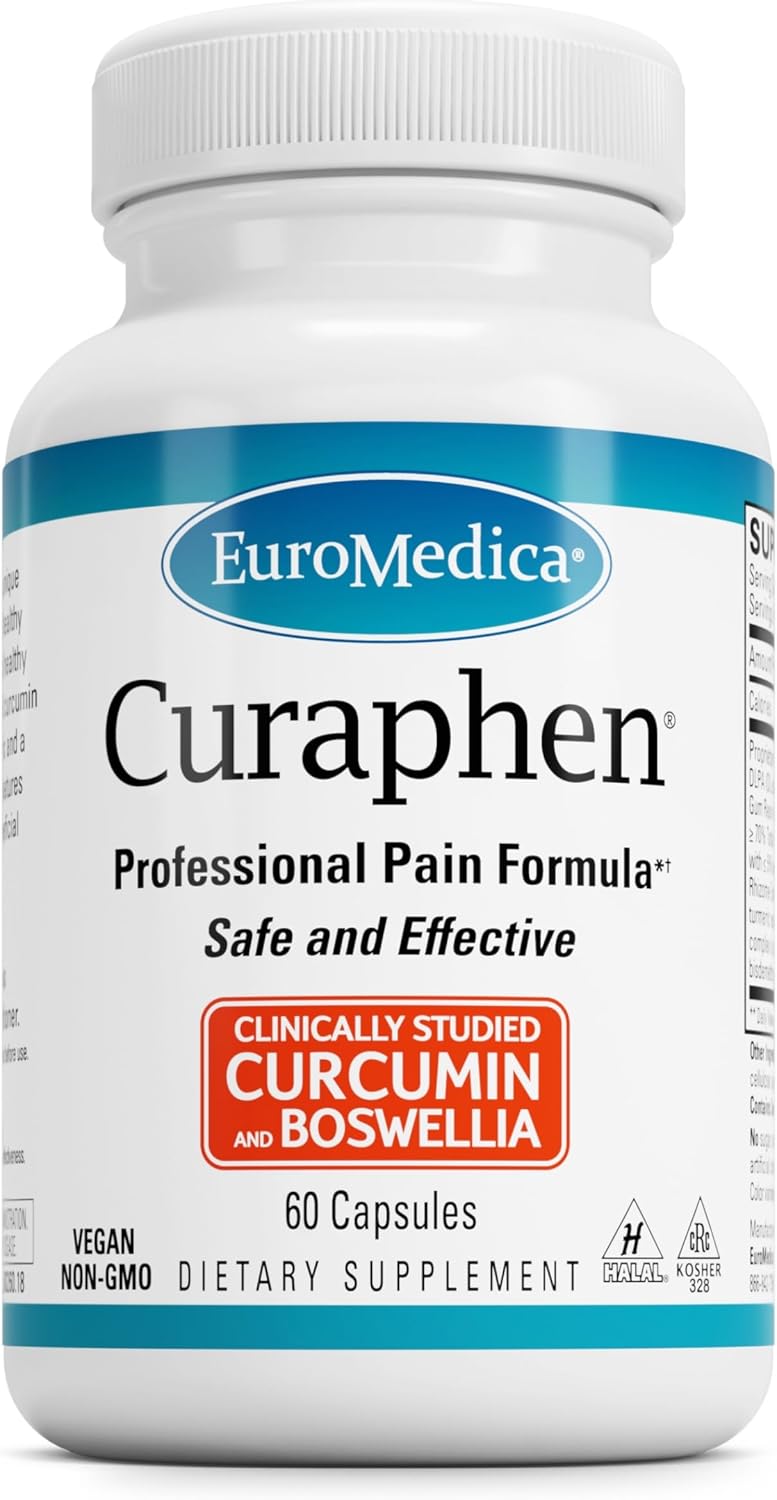 Euromedica Curaphen 60 Capsules - Professional Pain Relief Formula with Curcumin, Boswellia, DLPA & Nattokinase - Highly Absorbable - 60 Servings
