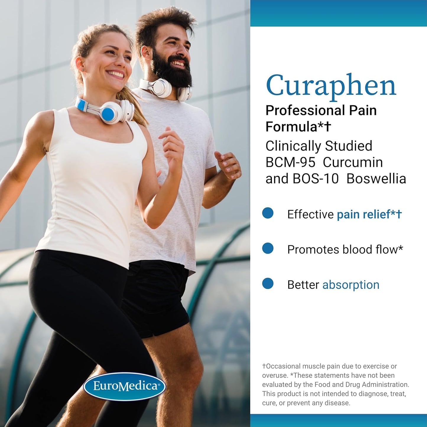 Euromedica Curaphen 60 Capsules - Professional Pain Relief Formula with Curcumin, Boswellia, DLPA & Nattokinase - Highly Absorbable - 60 Servings