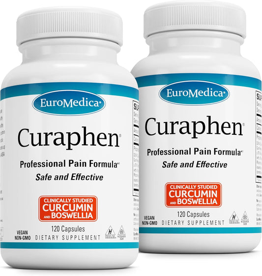 Euromedica Curaphen Professional Pain Formula - 240 Servings - 120 Capsules x 2 Pack - Curcumin, Boswellia, DLPA, Nattokinase