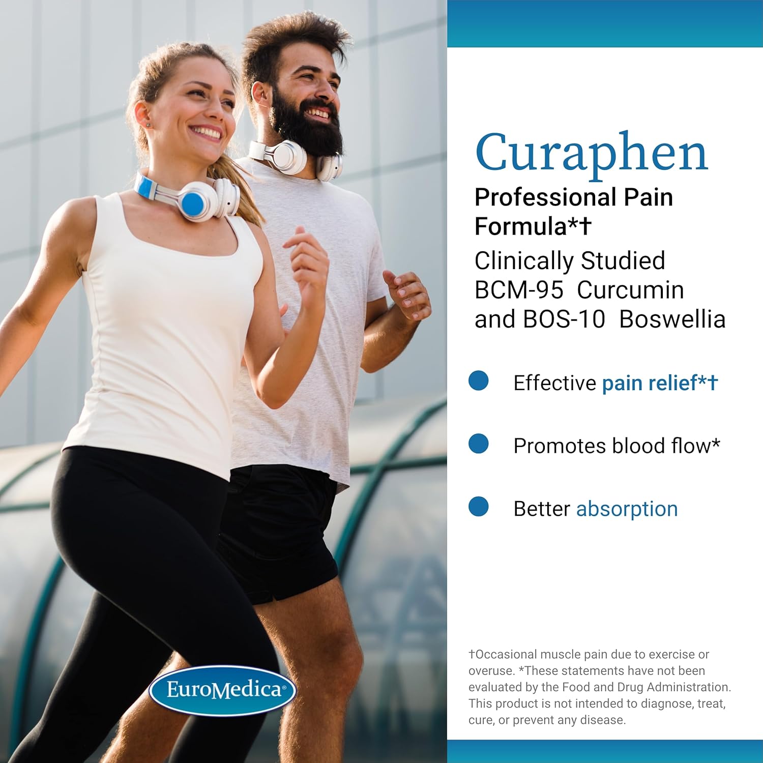 Euromedica Curaphen Professional Pain Formula - 240 Servings - 120 Capsules x 2 Pack - Curcumin, Boswellia, DLPA, Nattokinase