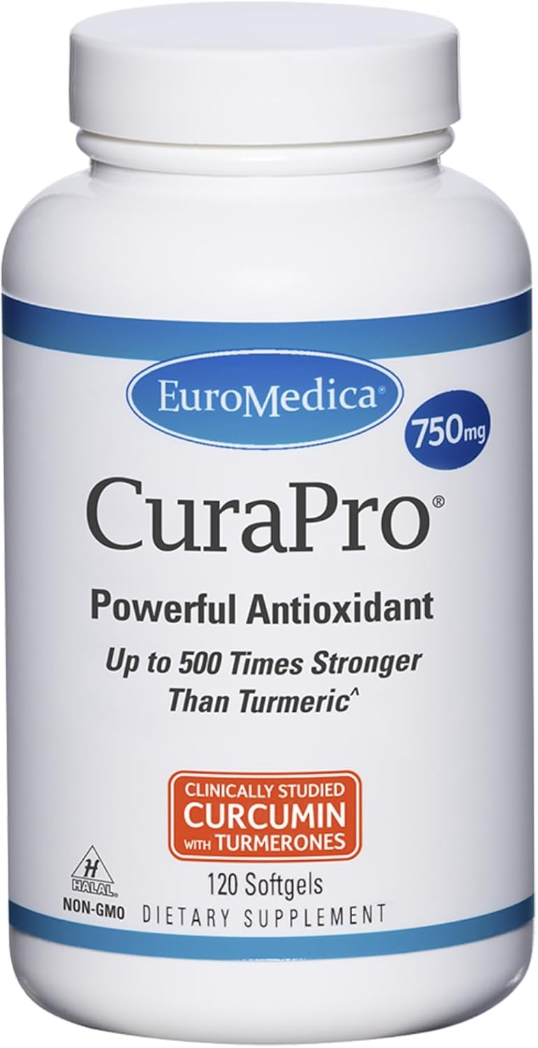 Euromedica CuraPro Antioxidant Softgels for Brain & Heart Health - Curcumin Herbal Supplement - Immune Support - 120 Count