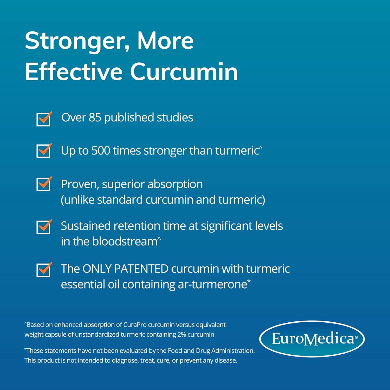 Euromedica CuraPro Antioxidant Softgels for Brain & Heart Health - Curcumin Herbal Supplement - Immune Support - 120 Count