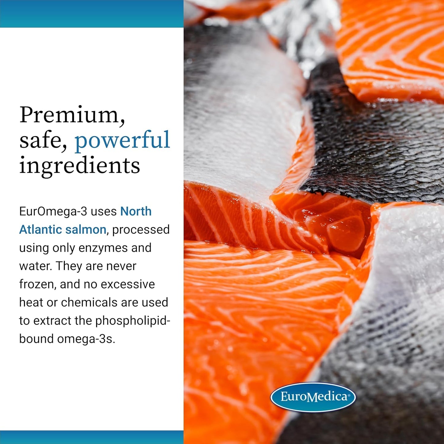 Euromedica EurOmega-3 Tablets - High-Quality Omega-3 with Phospholipids & Peptides - Enhanced Absorption - Exclusive Salmon Source - 30-Day Supply