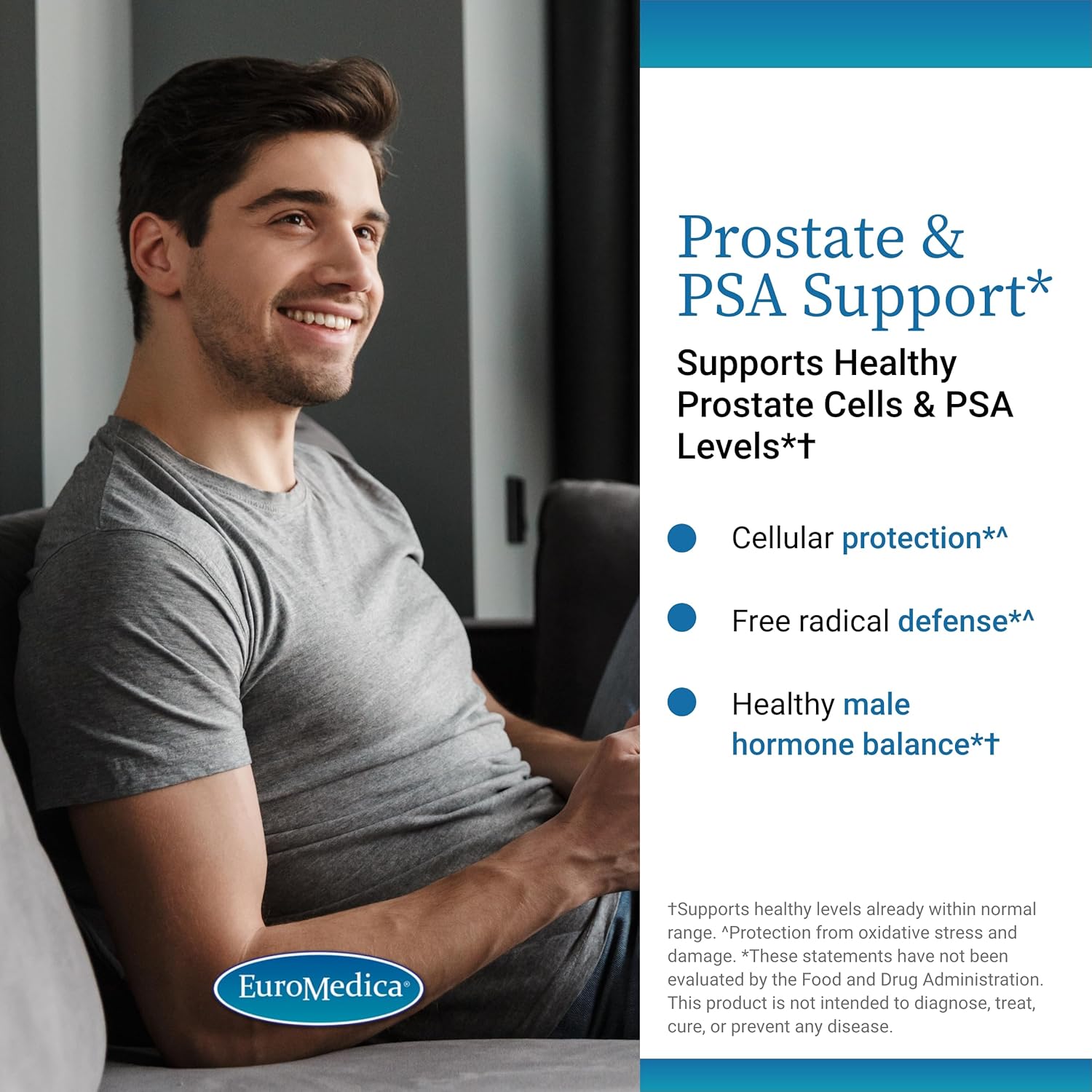 Euromedica Prostate and PSA Support - Herbal Dietary Supplement for Prostate Health - Curcumin, Turmeric, Grape Seed - 60 Softgels