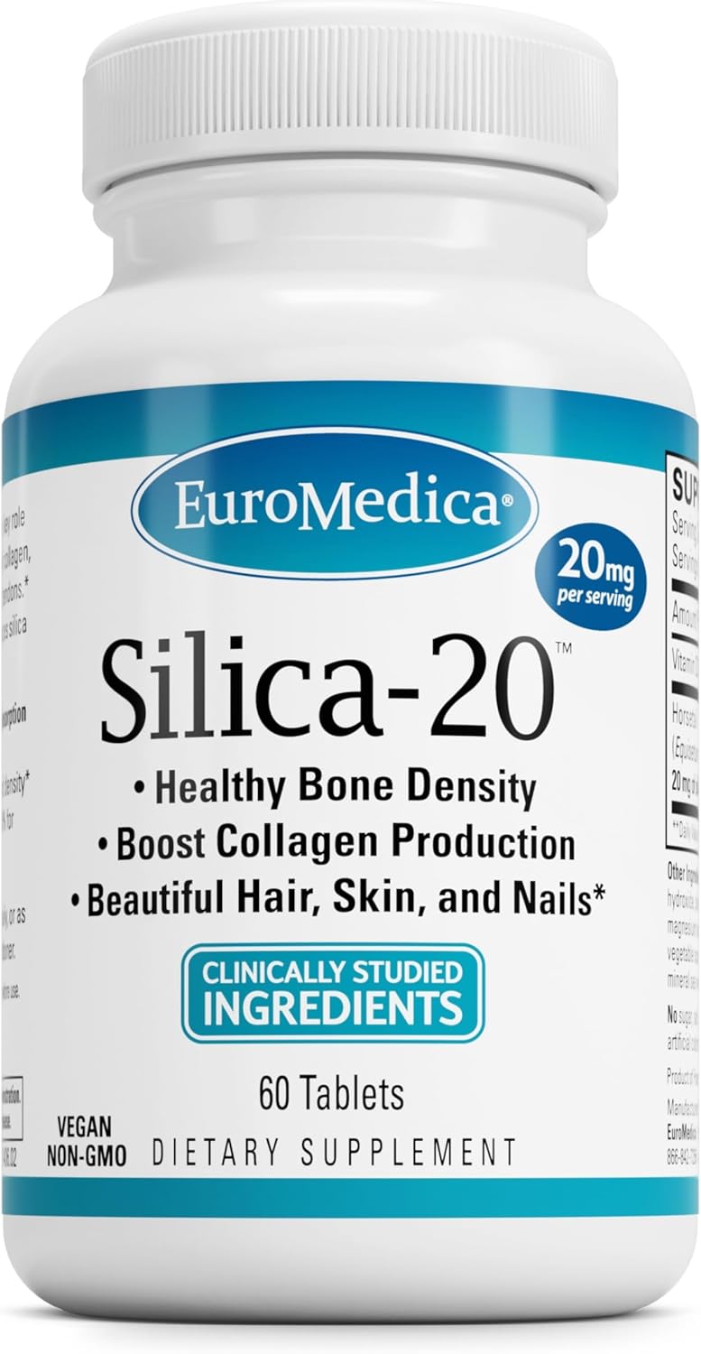 EuroMedica Silica Tablets for Bone Density, Hair, Skin, and Nails - 60 Count