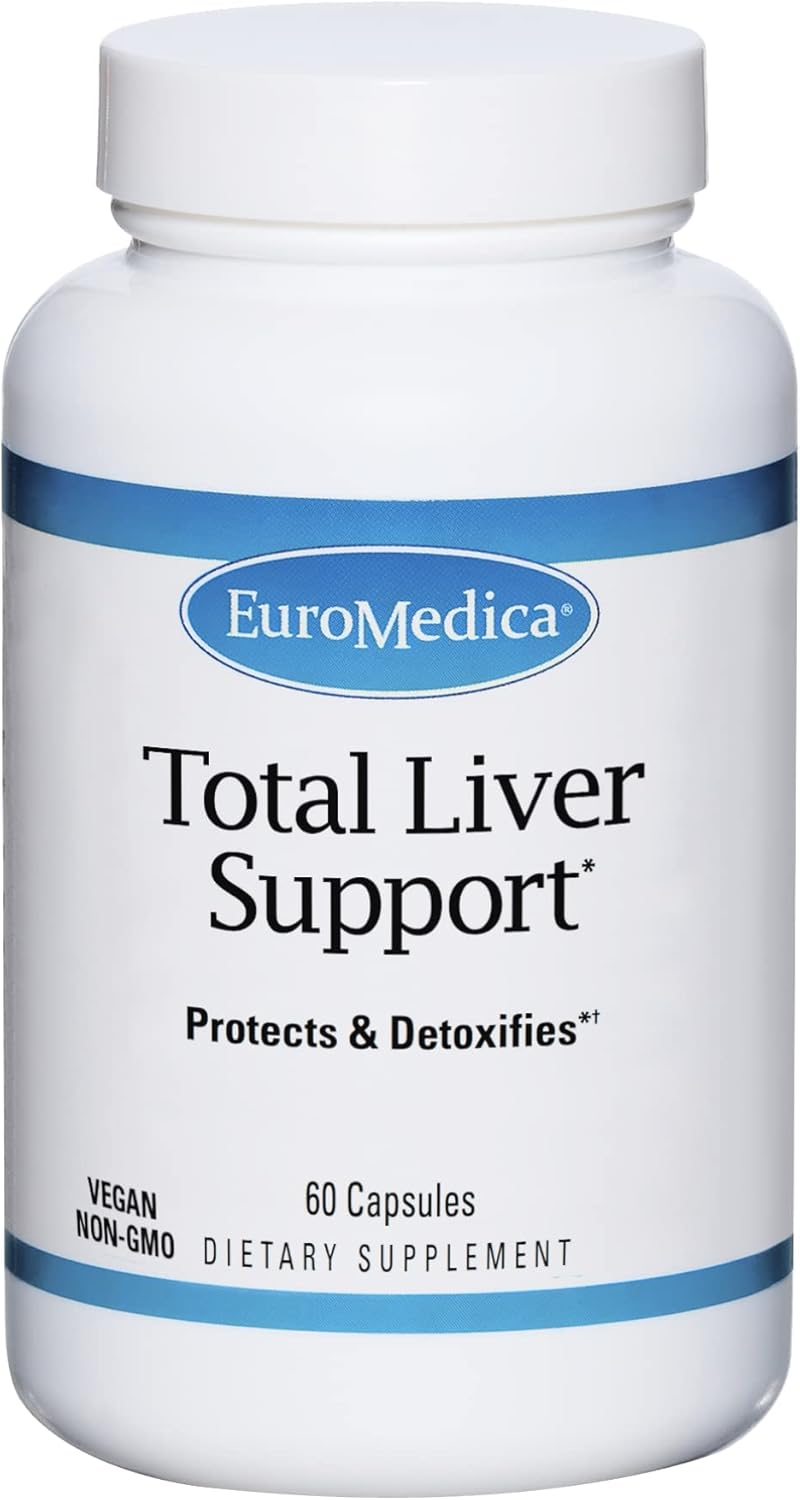 Euromedica Total Liver Support Capsules - 60 Count - Promotes Healthy Liver Function - Non-GMO, Vegan - 60 Servings