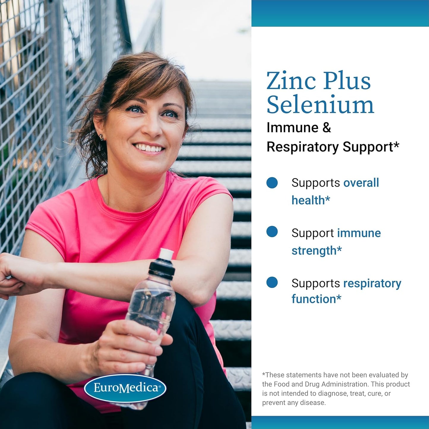 EuroMedica Zinc Plus Selenium Capsules for Immune & Respiratory Health - Mineral Supplement with Zinc Bisglycinate Chelate and Selenium for Cellular Support