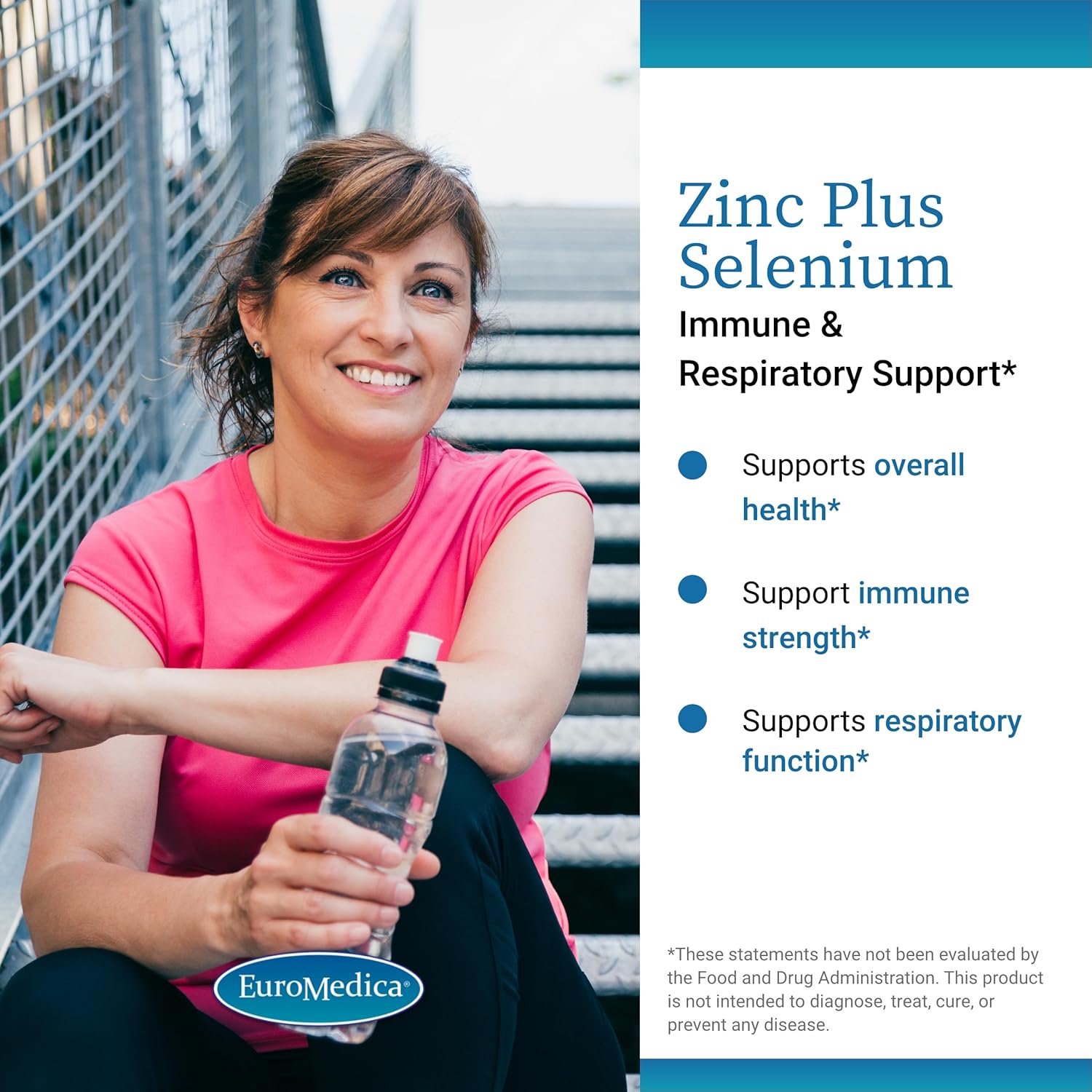 EuroMedica Zinc Plus Selenium Capsules for Immune & Respiratory Health - Mineral Supplement with Zinc Bisglycinate Chelate and Selenium for Cellular Support