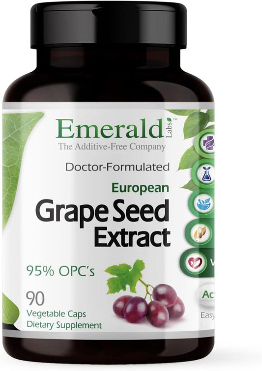 European Grape Seed Extract Supplement - Antioxidant & Immune Support - Promotes Healthy Blood Flow - 90 Vegetable Capsules