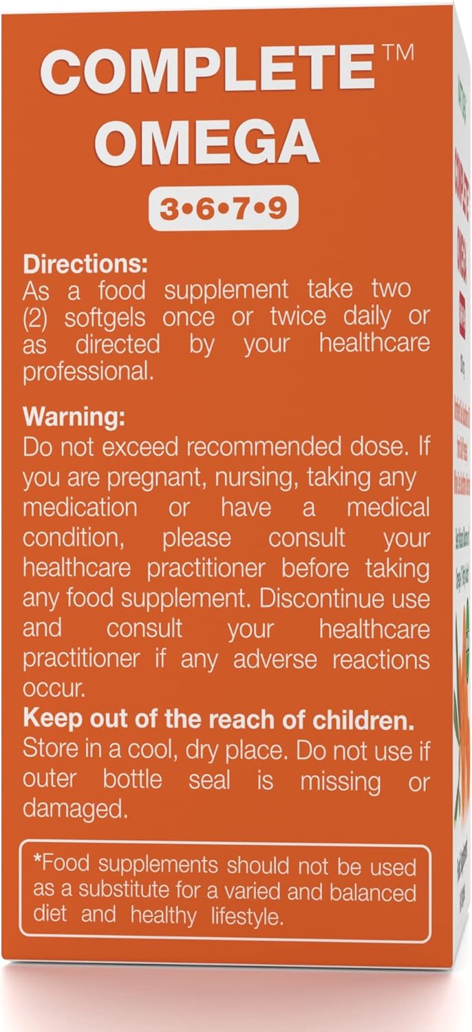 European Quality Nattura Complete Omega 3-6-7-9 Sea Buckthorn Oil Capsules - Non-GMO, Certified Kosher, Gluten-Free - Cold Pressed from Whole Berries