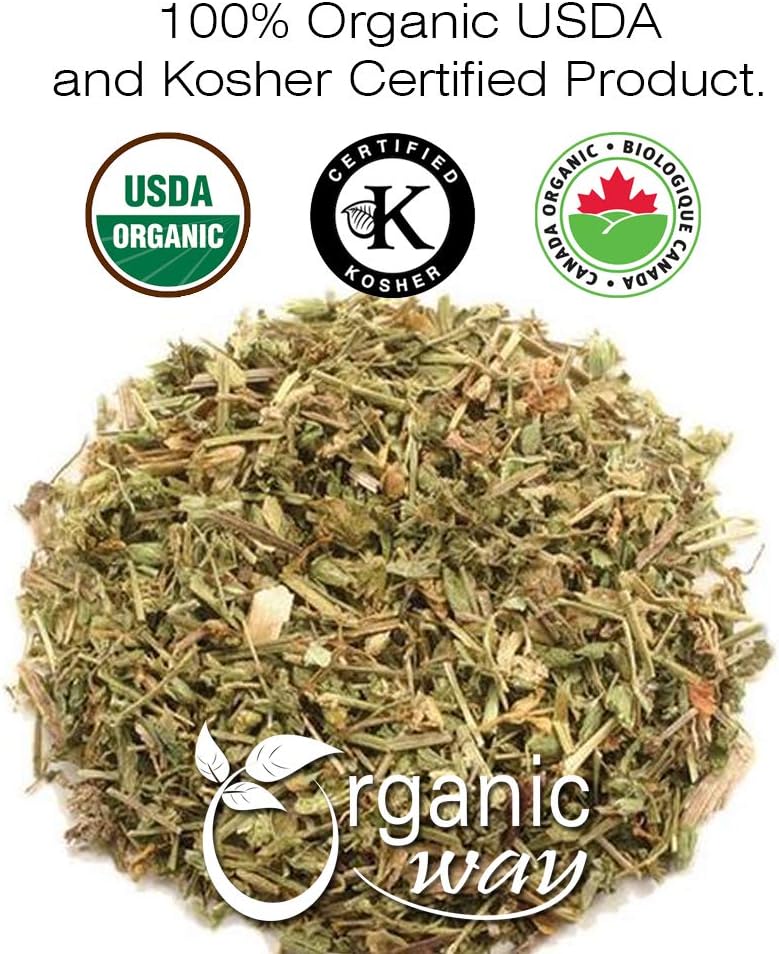 European Wild-Harvest Organic St. John's Wort Cut & Sifted Tea - Albania Origin | Kosher, USDA Certified, Vegan, Non GMO, Gluten Free (1/2LBS / 8Oz)