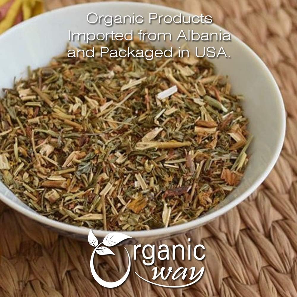 European Wild-Harvest Organic St. John's Wort Cut & Sifted Tea - Albania Origin | Kosher, USDA Certified, Vegan, Non GMO, Gluten Free (1/2LBS / 8Oz)