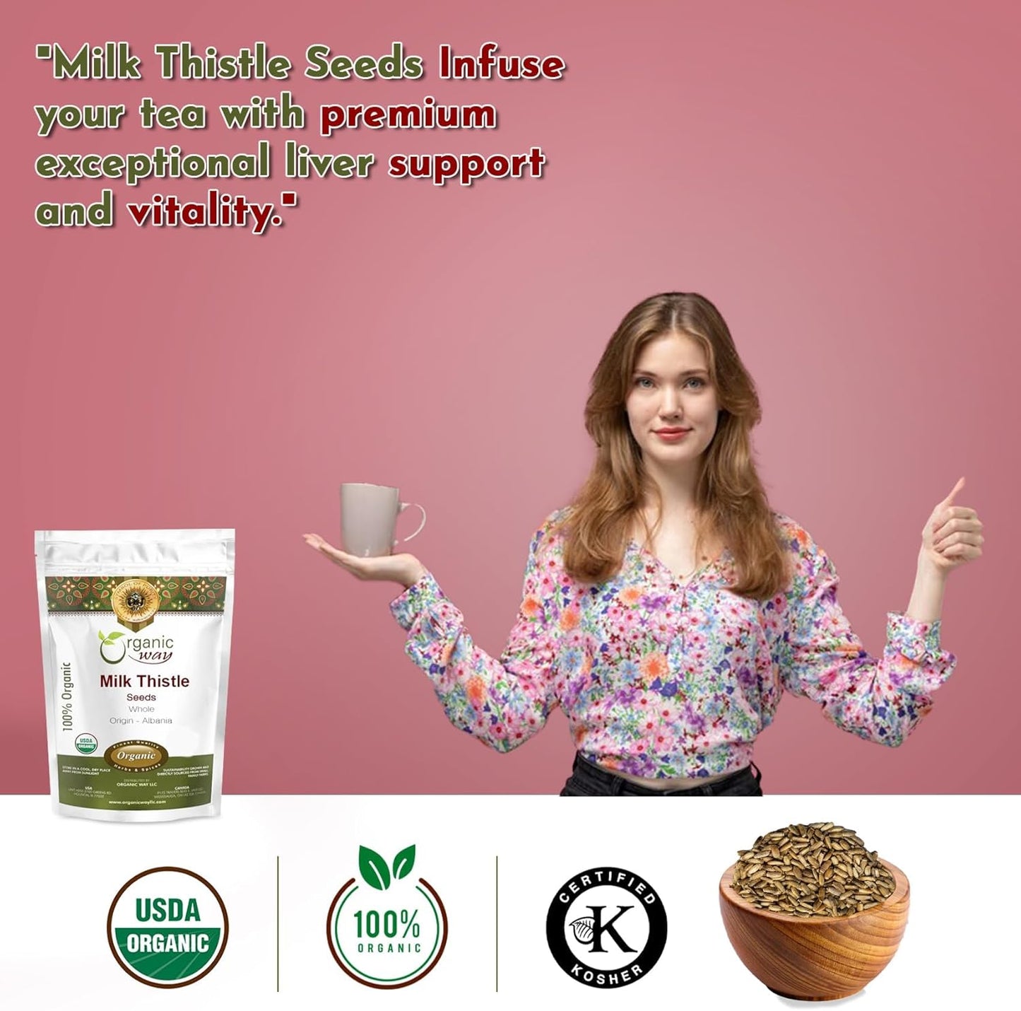 European Wild-Harvested Organic Milk Thistle Seeds - Kosher & Vegan, Non-GMO, Gluten Free, USDA Certified - 4 Oz from Albania