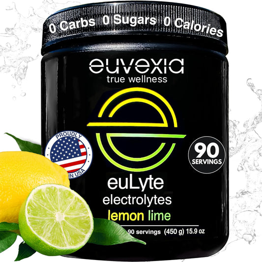 Euvexia euLyte Electrolytes Powder - Zero Sugar Hydration Drink (90 Servings) with Sodium, Calcium, Potassium, Magnesium, Trace Minerals, Zinc, Manganese - Keto Fasting Supplement by Dr. Sten Ekberg