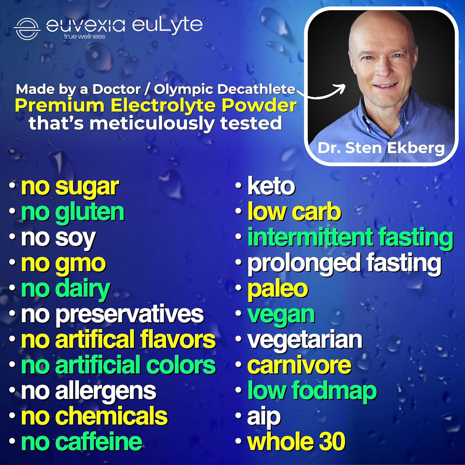 Euvexia euLyte Electrolytes Powder - Zero Sugar Hydration Drink (90 Servings) with Sodium, Calcium, Potassium, Magnesium, Trace Minerals, Zinc, Manganese - Keto Fasting Supplement by Dr. Sten Ekberg