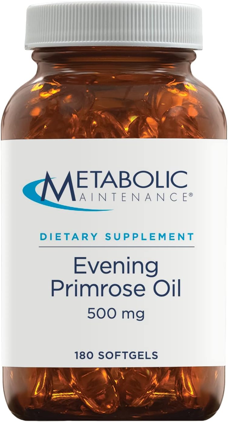 Evening Primrose Oil Capsules - 500mg Cold Pressed GLA & LA Supplement - Supports Hormonal Balance & Healthy Skin - 180 Softgels