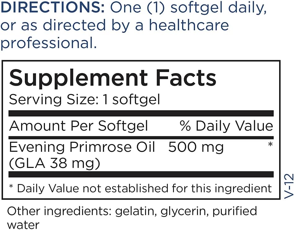 Evening Primrose Oil Capsules - 500mg Cold Pressed GLA & LA Supplement - Supports Hormonal Balance & Healthy Skin - 180 Softgels