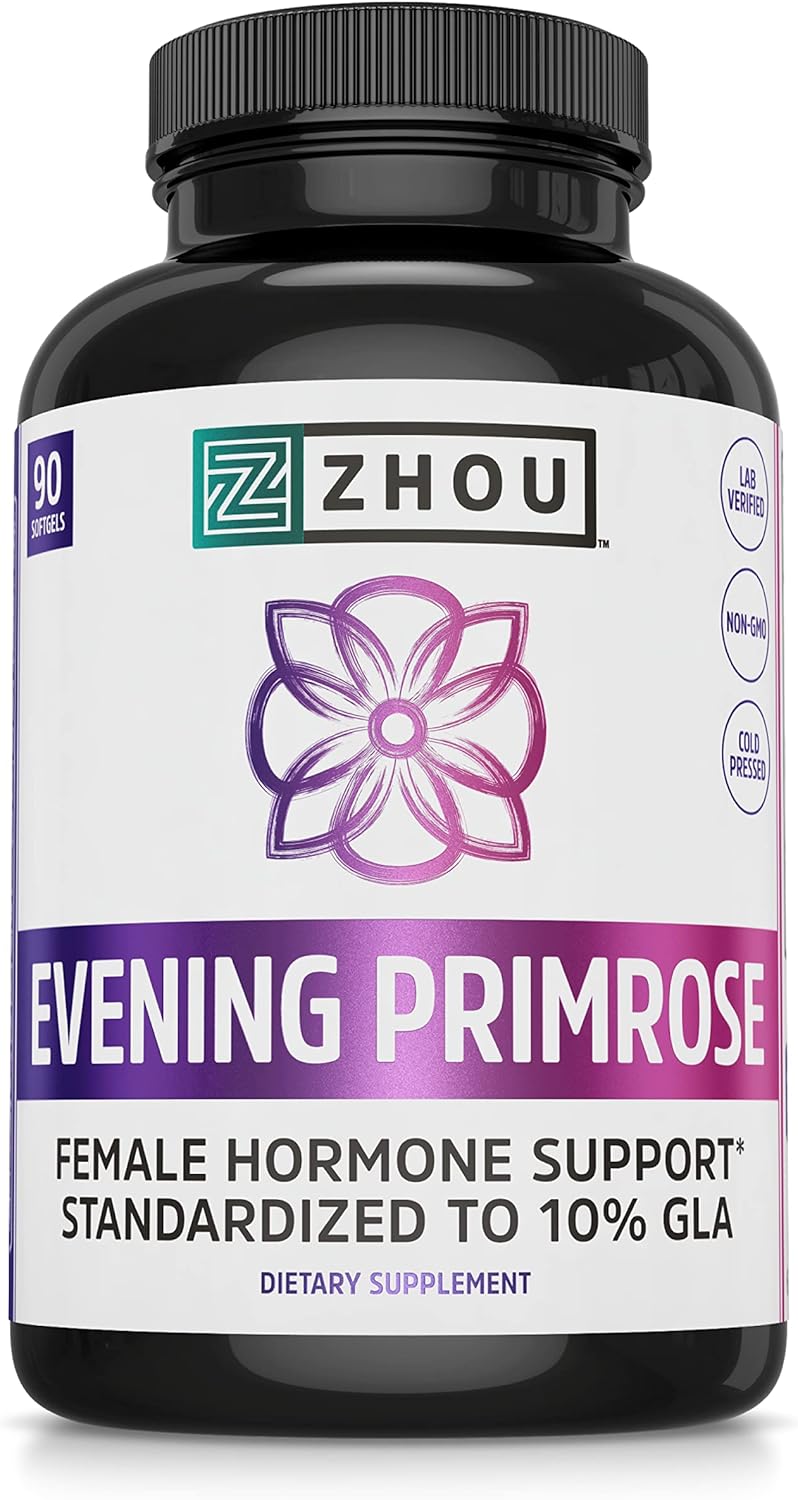 Evening Primrose Oil Capsules - Hormone Balance, PMS & Menopause Support - 1300mg 10% GLA - Cold Pressed, Lab Verified - 90 Servings