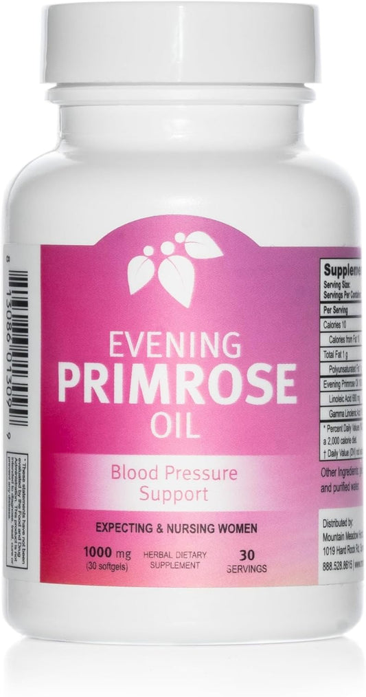 Evening Primrose Oil Capsules for Women: Natural Support for Skin Health with Omega-6 Fatty Acids, Gluten-Free, 1000mg (30ct)