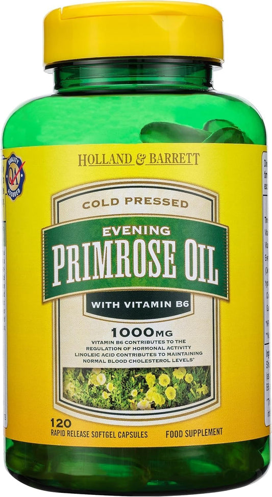 Evening Primrose Oil Capsules with Vitamin B6 - 1000mg, 120 Count by Holland & Barrett