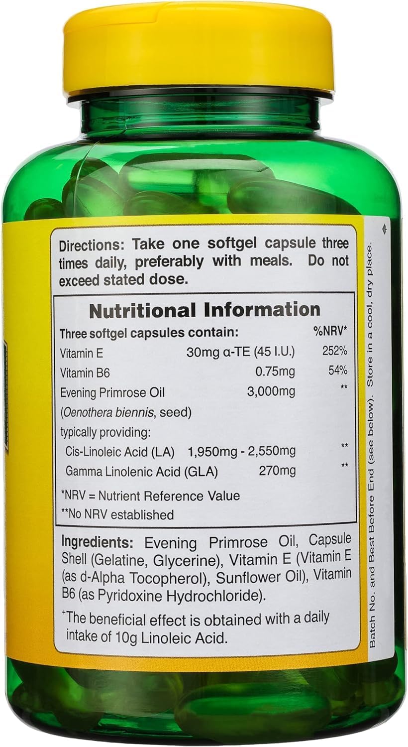 Evening Primrose Oil Capsules with Vitamin B6 - 1000mg, 120 Count by Holland & Barrett