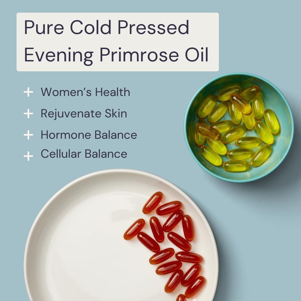 Evening Primrose Oil for Healthy Skin & Hormone Balance - Non-GMO, Cold Pressed - 8oz Bottle