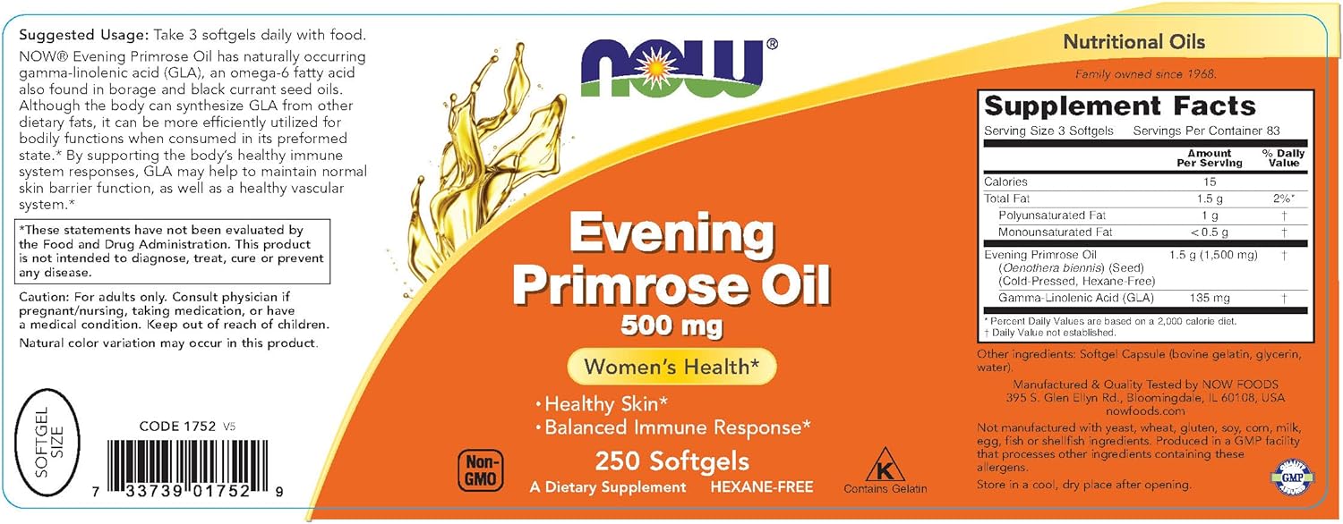 Evening Primrose Oil Softgels - 250 Count by NOW Foods